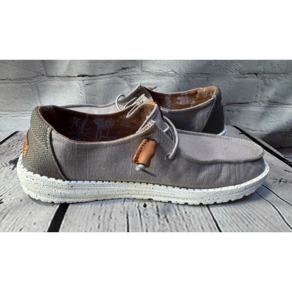 Hey Dude Wendy Washed Canvas Women's Size 8 Casual Shoes Charcoal Grey EXCELLENT